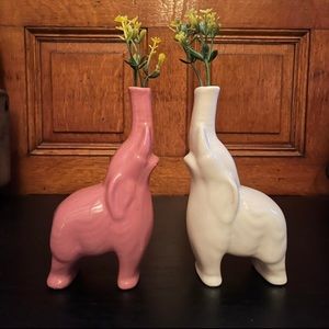 Vintage Ceramic Elephant Vase Set
